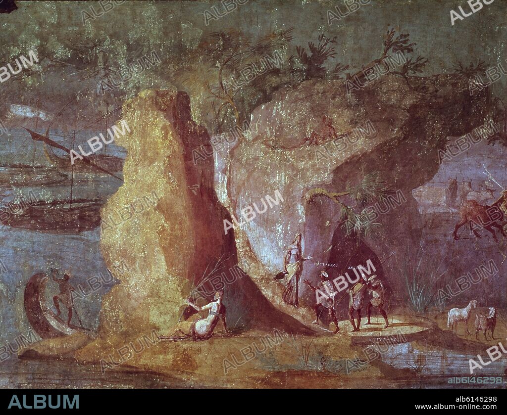 HOMERO. LA ODISEA - ULISES EN EL PASO DE LESTRIGONES - FRESCO DE UNA CASA EN LA COLINA ESQUILINA - SIGLO I.