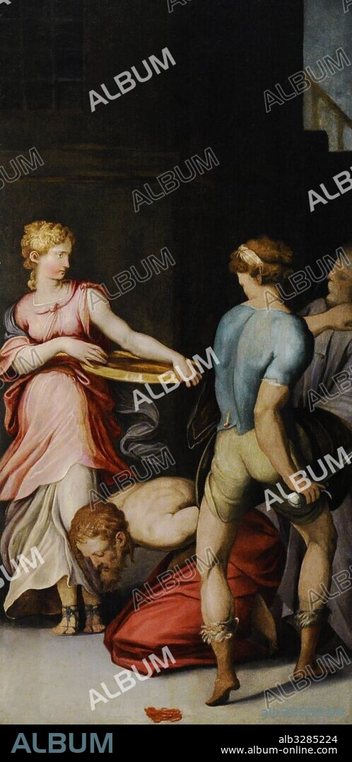 16 pinturas sobre tabla de la Sacristía de la Iglesia de San Giovanni a Carbonara en Nápoles. Obra del pintor italiano Giorgio Vasari (1511-1574), con la cooperación de Cristofano Gherardi (1508-1556). Finalizadas en 1546. Representa la historia del Antiguo Testamento y la Vida de San Juan Bautista. "Degollación de San Juan Bautista". Museo de Capodimonte, Nápoles. Italia.