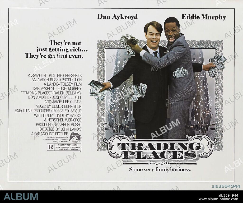 Poster de ENTRE PILLOS ANDA EL JUEGO, 1983 (TRADING PLACES), dirigida por JOHN LANDIS. Copyright PARAMOUNT PICTURES.