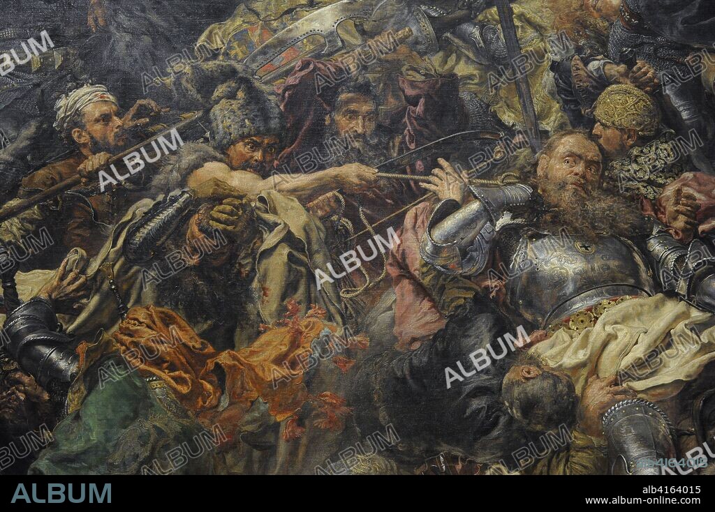 Polish-Lithuanian-Teutonic War (1409-1411). Conflict between Kingdom of Poland and Grand Duchy of Lithuania against the Teutonic Knights. Painting depicting the Battle of Grunwald (Tannenberg) (15 July, 1410), 1878, by Jan Matejko (1838-1893). Detail. National Museum. Warsaw. Poland.