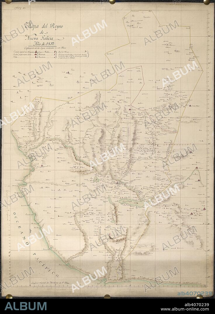 Map of New Galicia, Mexico. Mexico; 1812. [Whole map] Map of New Galicia, Mexico  Originally published/produced in Mexico; 1812. . Source: Add. 17659 A,. Language: Spanish.