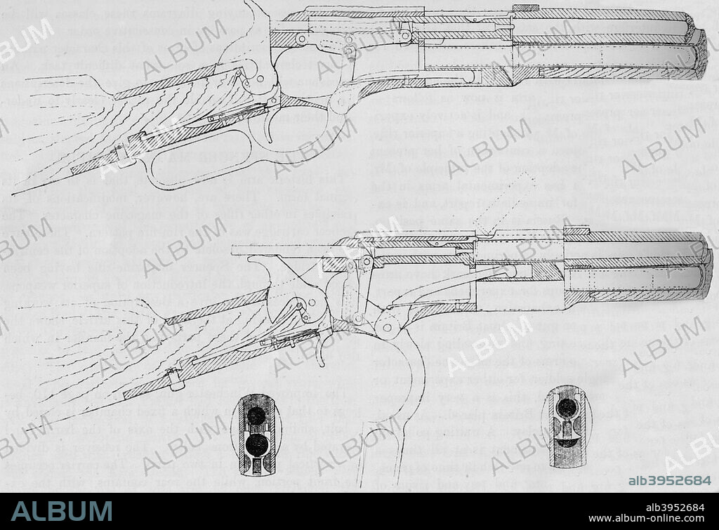 Winchester Magazine Gun, (1884). Winchester rifle is usually used to refer to the lever-action rifles manufactured by the Winchester Repeating Arms Company. From The Illustrated Naval and Military Magazine Volume I [The Illustrated London News, London, 1884].