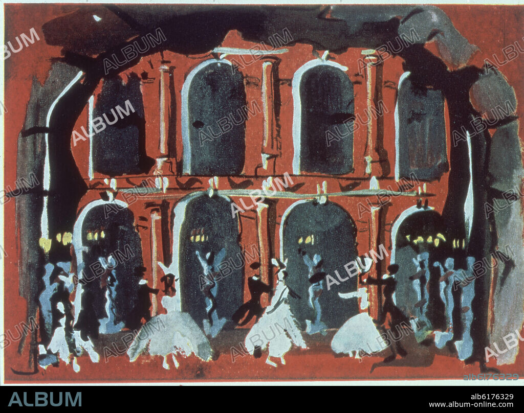 CHRISTIAN BERARD. DIBUJO PARA LA ESCENOGRAFIA DE LA  "SINFONIA FANTASTICA" (1830) DE BERLIOZ.