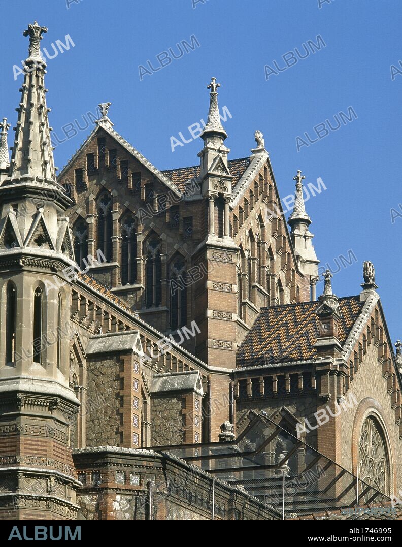 Spain. Barcelona. Church of the Salesas (1877-1885). Build by Joan Martorell (1833-1906), catalan architect. Neogothic style. Architectural detail.