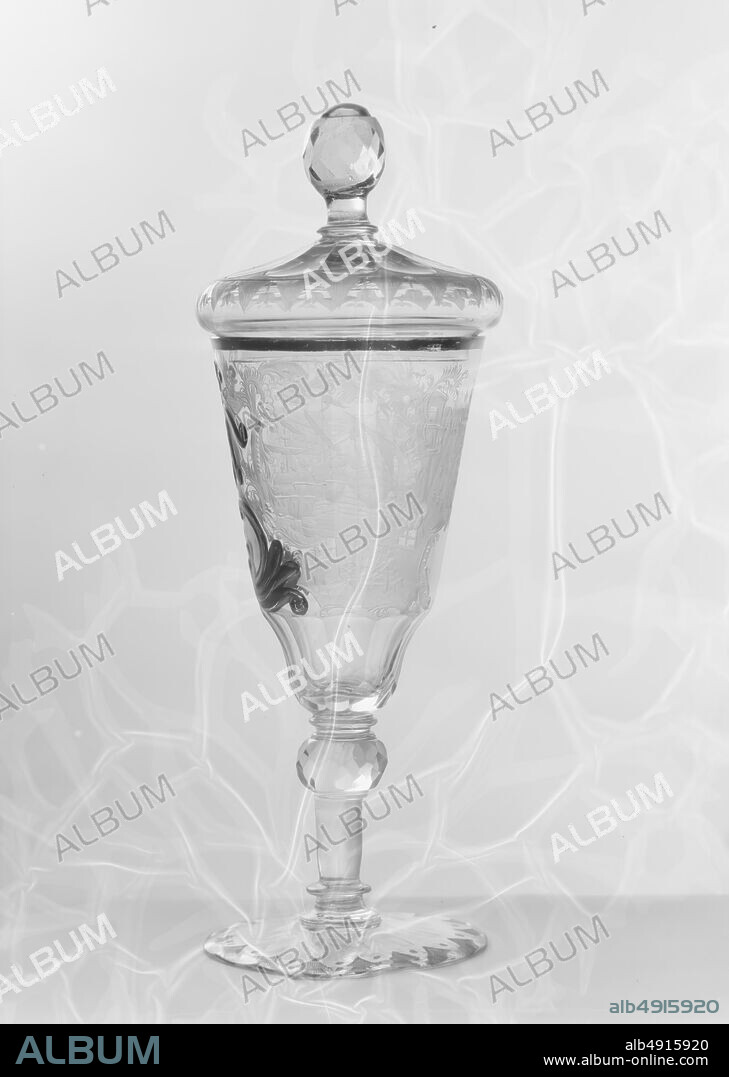 Standing cup with cover, German, Silesia, ca. 1760, German, Silesia, Glass, Overall (with cover): 10 1/2 × 3 3/8 in. (26.7 × 8.6 cm), Glass.