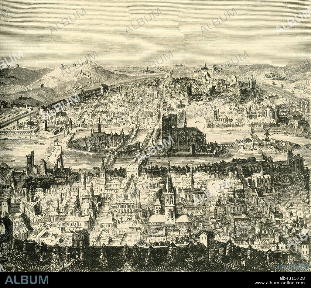 'Paris in the Seventeenth Century', (1890). During the 17th century, Paris was ruled by three monarchs; Henry IV, Louis XIII, and Louis XIV, From "Cassell's Illustrated Universal History, Vol. IV - Modern History", by Edmund Ollier. [Cassell and Company, Limited, London, Paris and Melbourne, 1890].