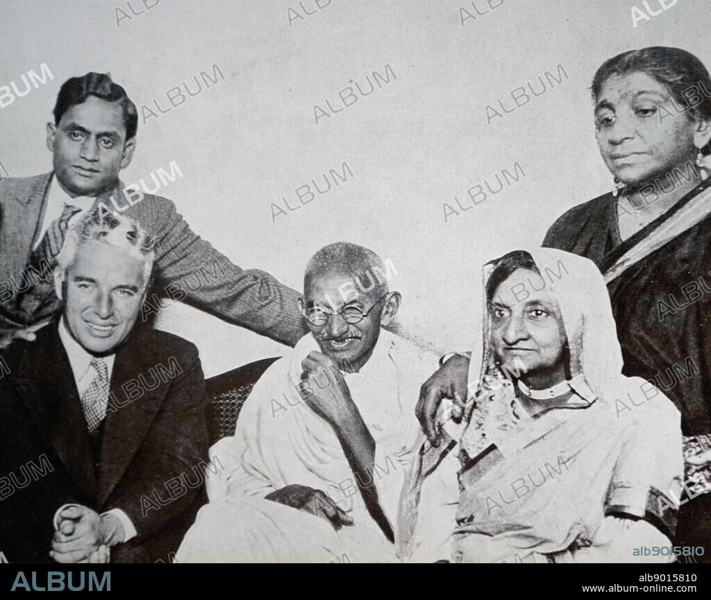 Mahatma Gandhi with Charlie Chaplin the film actor (seated, left) and Sarojini Naidu (standing, right) in London 1931 Mohandas Gandhi (1869 1948) was the preeminent leader of the Indian independence movement in British-ruled India.
