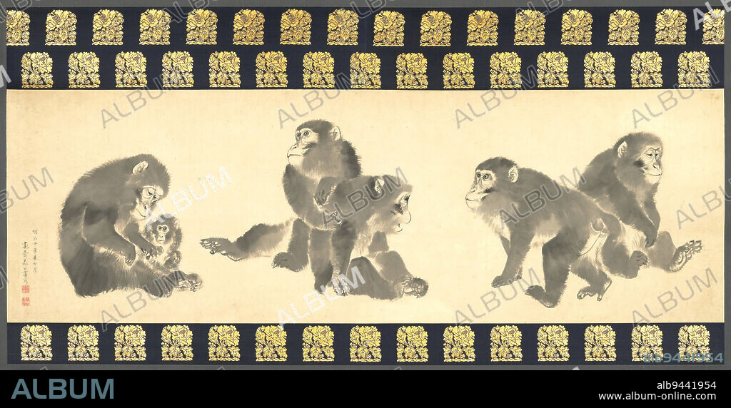 Monkeys, July 1887, Mori Kansai, Japanese, 1814 - 1894, 17 x