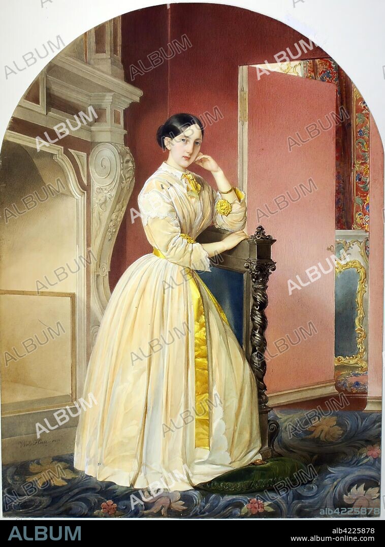 WOLDEMAR AUTHOR: HAU. 'Portrait of Grand Duchess Maria Nikolayevna'. Russia, 1850. Dimensions: 39x29 cm.