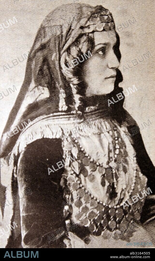 Kuban Cossack woman, in traditional dress in Tsarist Russia circa 1910.