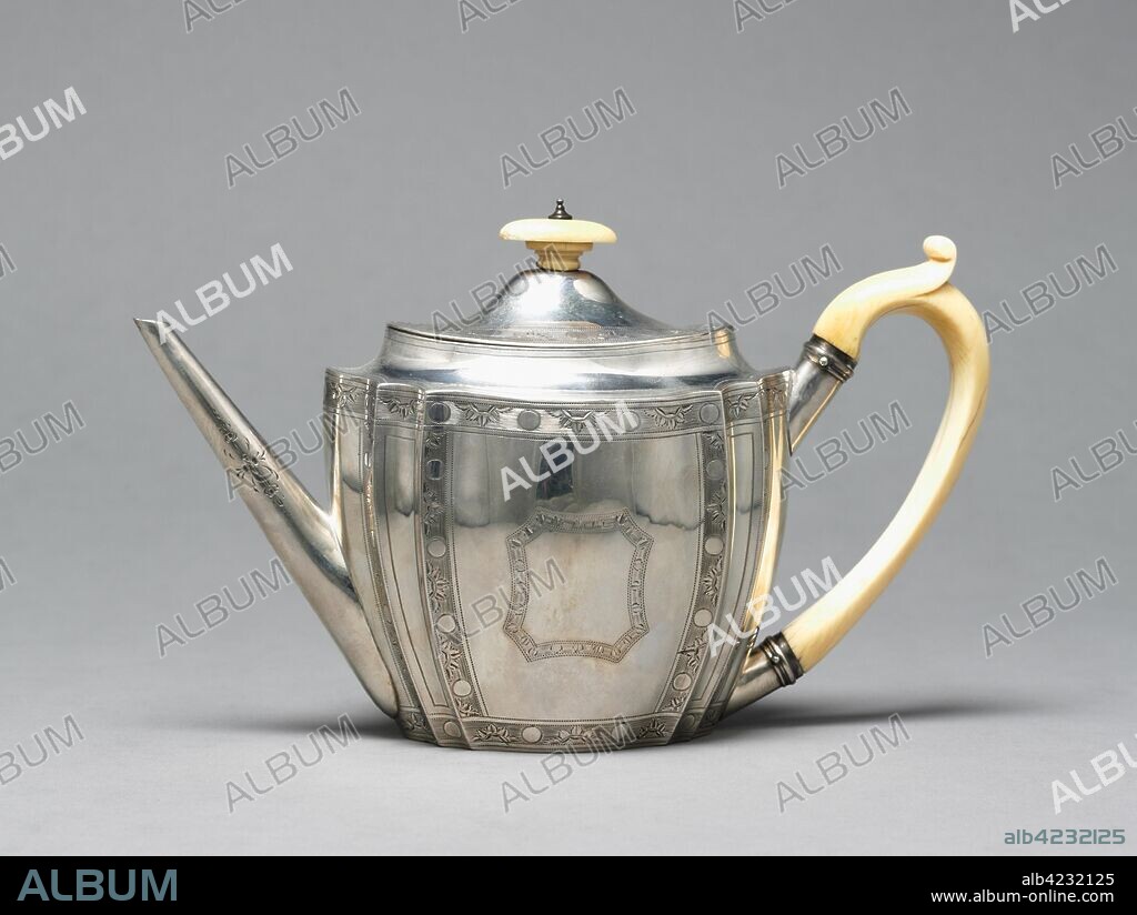 Teapot, 1795. Firm of George Smith (British), firm of Thomas Hayter (British). Silver and ivory; overall: 16.5 x 27.7 x 10.7 cm (6 1/2 x 10 7/8 x 4 3/16 in.).