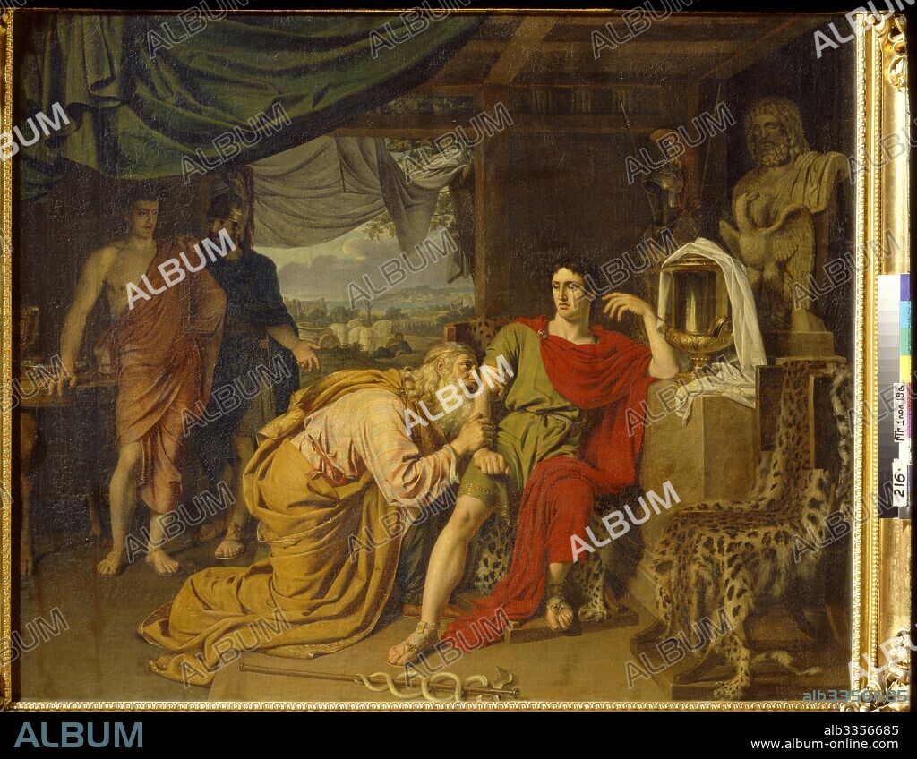 ALEXANDER ANDREYEVICH IVANOV. Priam tearfully supplicates Achilles, begging for Hector's body.