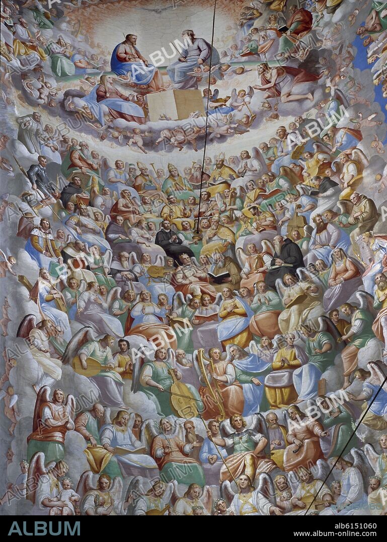 LUCA CAMBIASO (1527-1585). GLORIA - DETALLE CENTRAL DEL TECHO DEL CORO DE LA BASILICA DEL MONASTERIO DEL ESCORIAL - SIGLO XVI - (CONJUNTO Nº 73047).