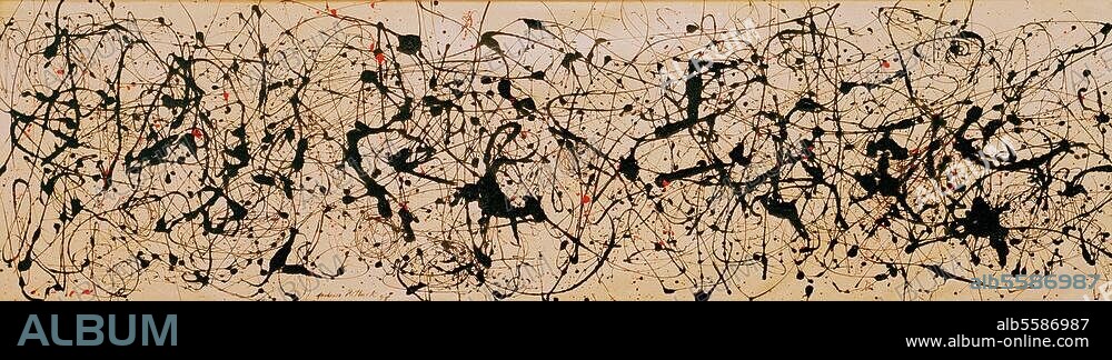 JACKSON POLLOCK. Pollock, Jackson; 1912-1956. "Number 7 A", 1948. Oil and enamel paints on canvas, 91.5 × 343 cm. Alfred A. Taubman.