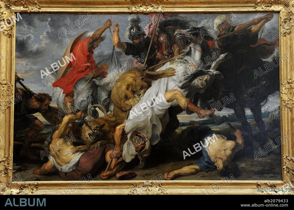 Peter Paul Rubens (1577-1640). Was a German-born Flemish Baroque painter. Lion Hunt, 1621. Baroque style. Alte Pinakothek. Munich. Germany.