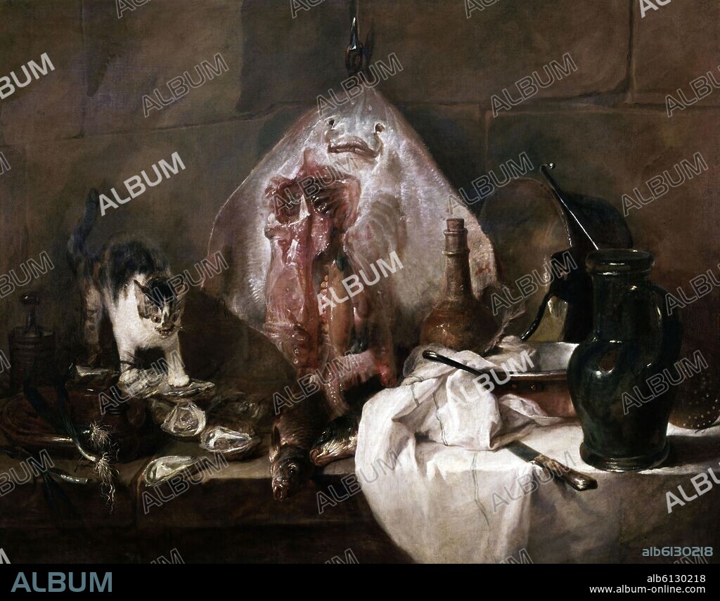 JEAN BAPTISTE SIMEON CHARDIN (1699-1779). LA RAYA O INTERIOR DE COCINA, 1728, O/L 114x146.