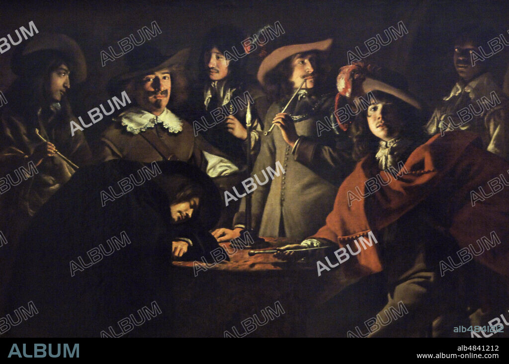 Louis Le Nain (1593-1648). Pintor barroco francés. La Tabagie, también llamada El cuerpo de guardia,1643. Museo del Louvre. París. Francia.
