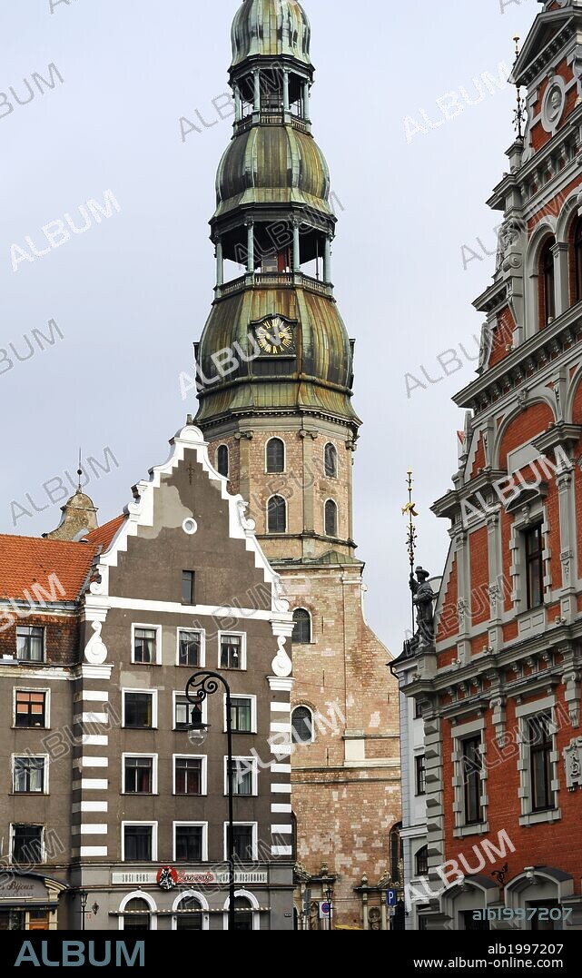 Latvia. Riga. St. Peter's Church. Lutheran church. 17th century. Rebuilt between 1967-1973. Bell tower and dome.