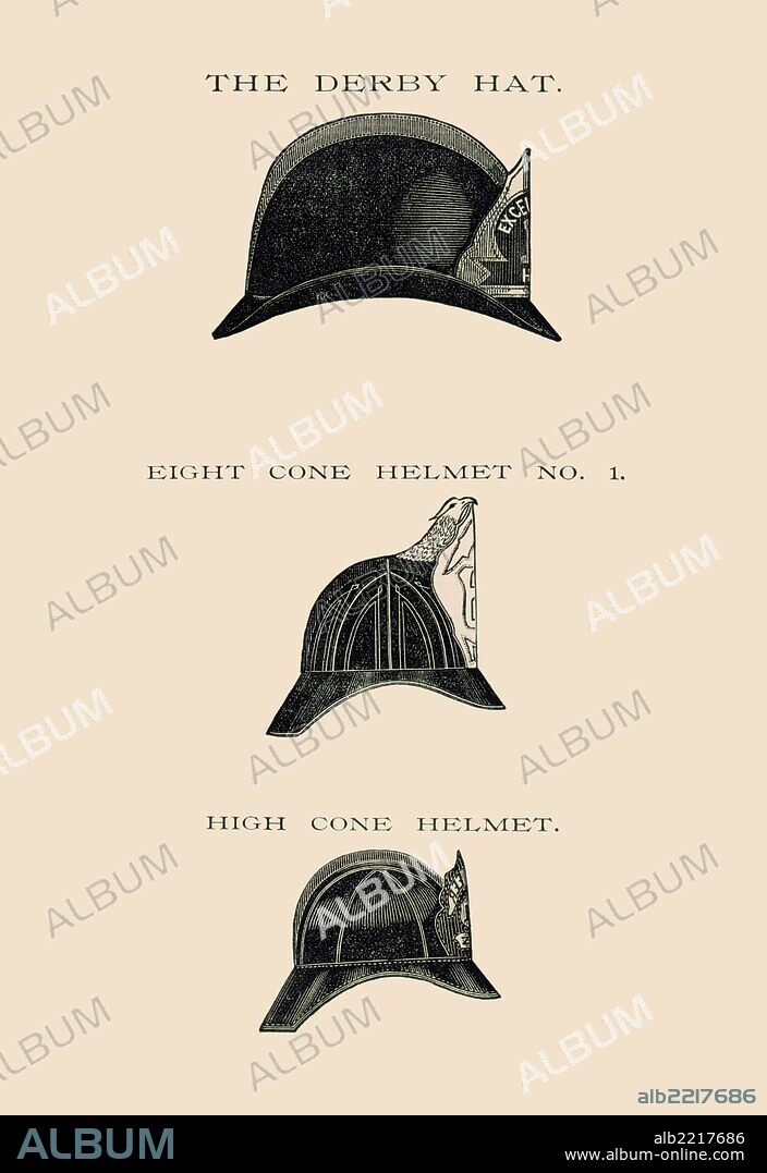 Derby Hat, Eight Cone and High Cone Helmets 1889.