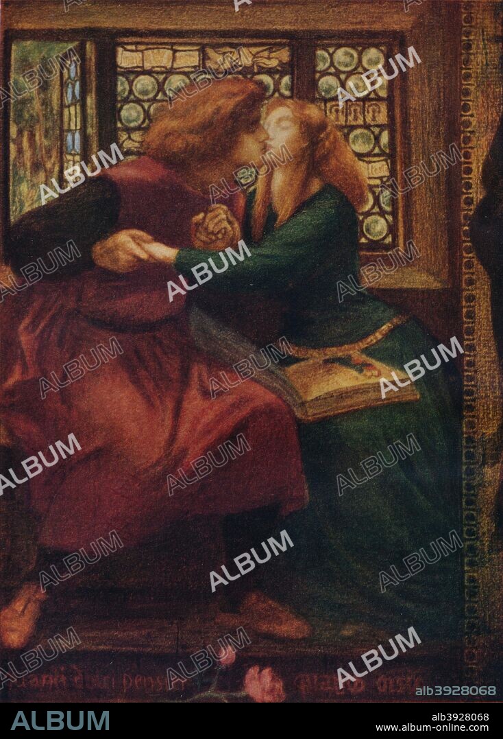 'Paolo and Francesca da Rimini (detail)', 1855. Left hand panel of a triptych housed in the Tate Britain. From The Studio Volume 65. [London Offices of the Studio, London, 1915].