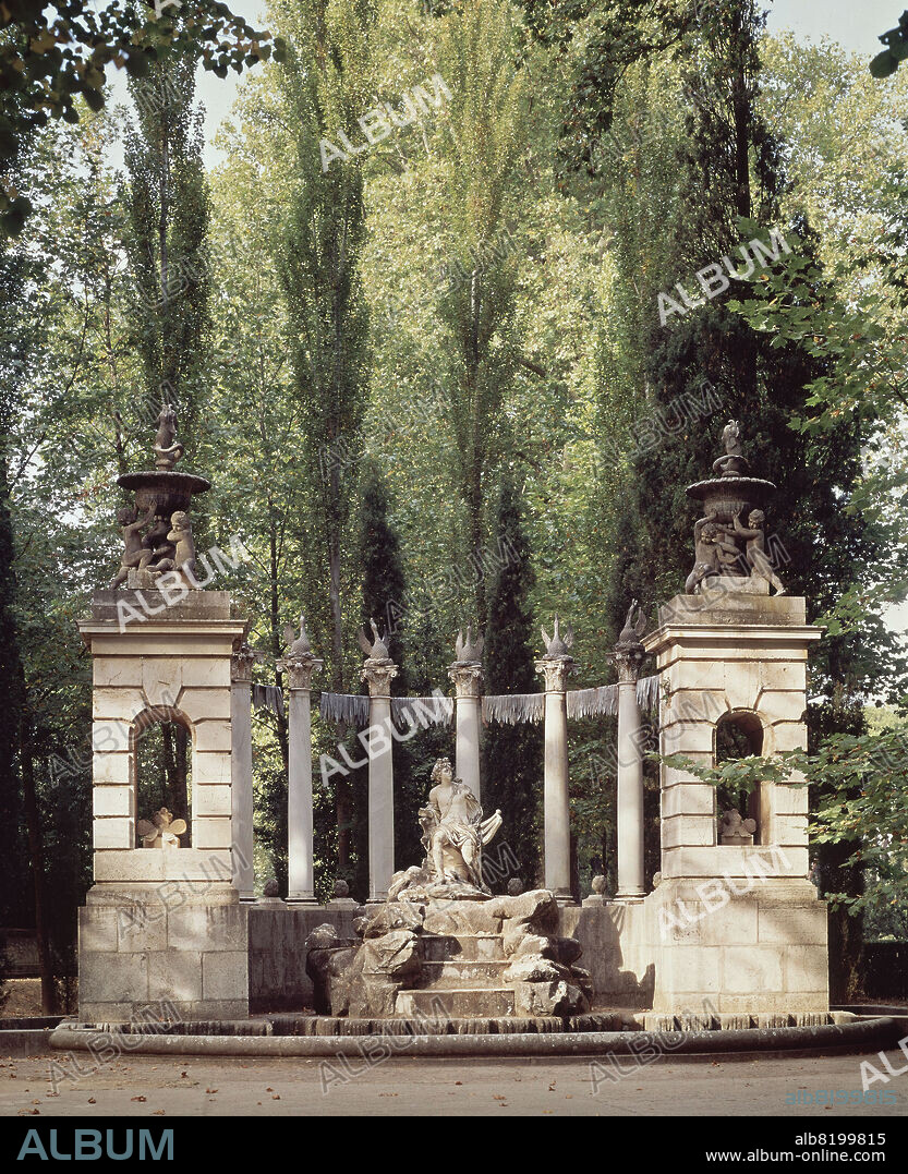 ISIDRO GONZALEZ VELAZQUEZ (1765-1840). FUENTE DE APOLO EN LOS JARDINES DEL PALACIO DE ARANJUEZ - 1803/1828 - FOTO AÑOS 60.