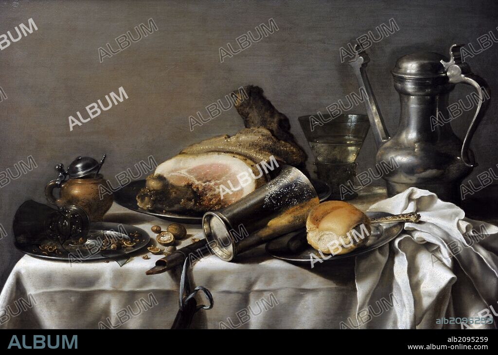 ARTE BARROCO. HOLANDA. Pieter Claeszoon, escrito habitualmente como Pieter Claesz. (1597-1660). Pintor neerlandés del siglo de oro pictórico de los Países Bajos. Naturaleza muerta. Alte Pinakothek. Munich. Alemania.