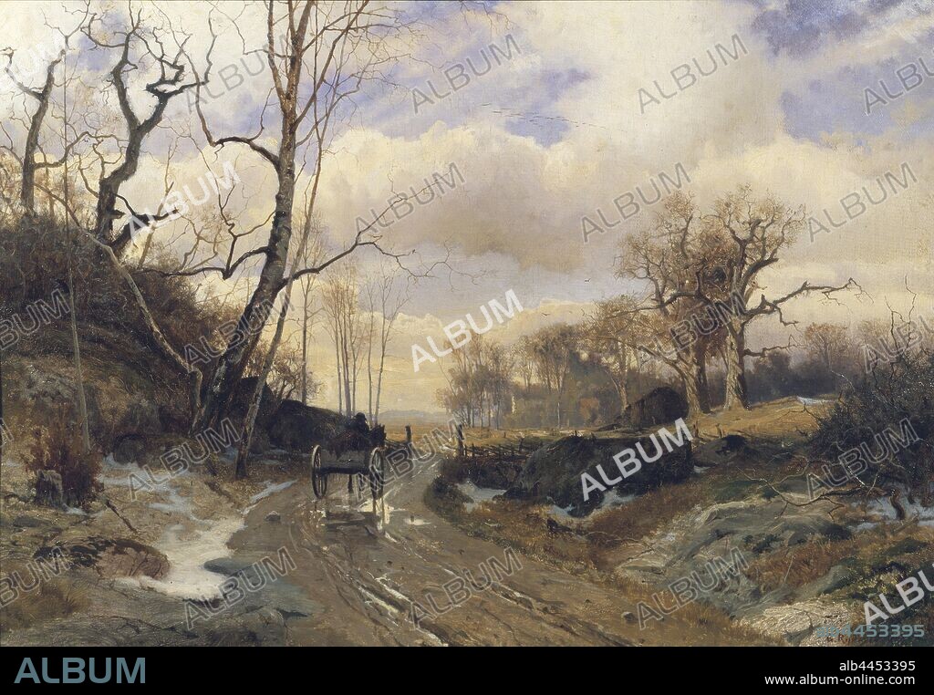 Gustaf Rydberg, Spring in Skåne, Skåne spring landscape, painting, 1868, Oil on canvas, Height, 46 cm (18.1 inch), Width, 64 cm (25.1 inch), Signed, G. Rydberg,.