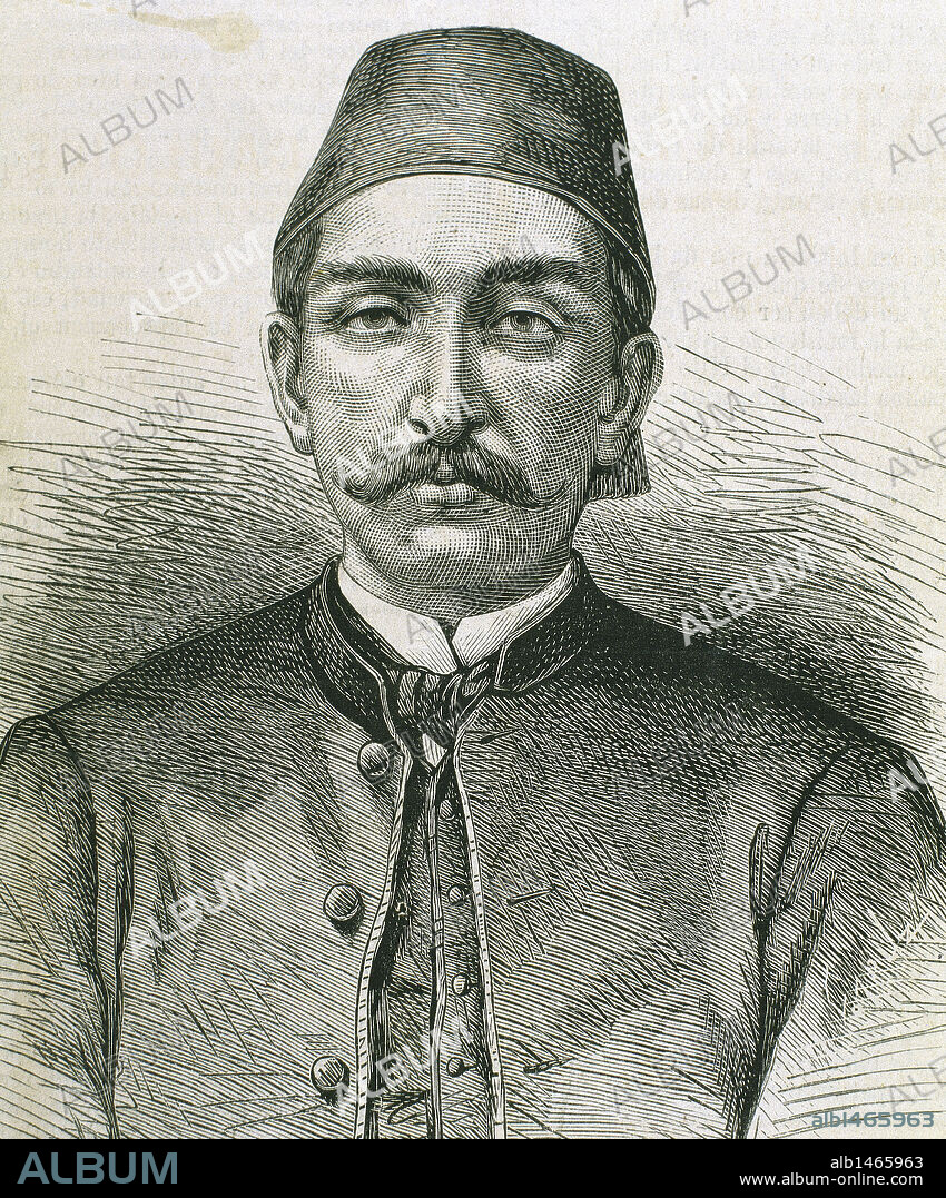 ABDUL HAMID II (1842-1918). Sultán del Imperio Otomano (1876-1909). Hijo de Abdülmecit I, sucedió a su hermano Murat V, depuesto por Midhat Bajá. Promulgó una Constitución (1876). Grabado del siglo XIX.