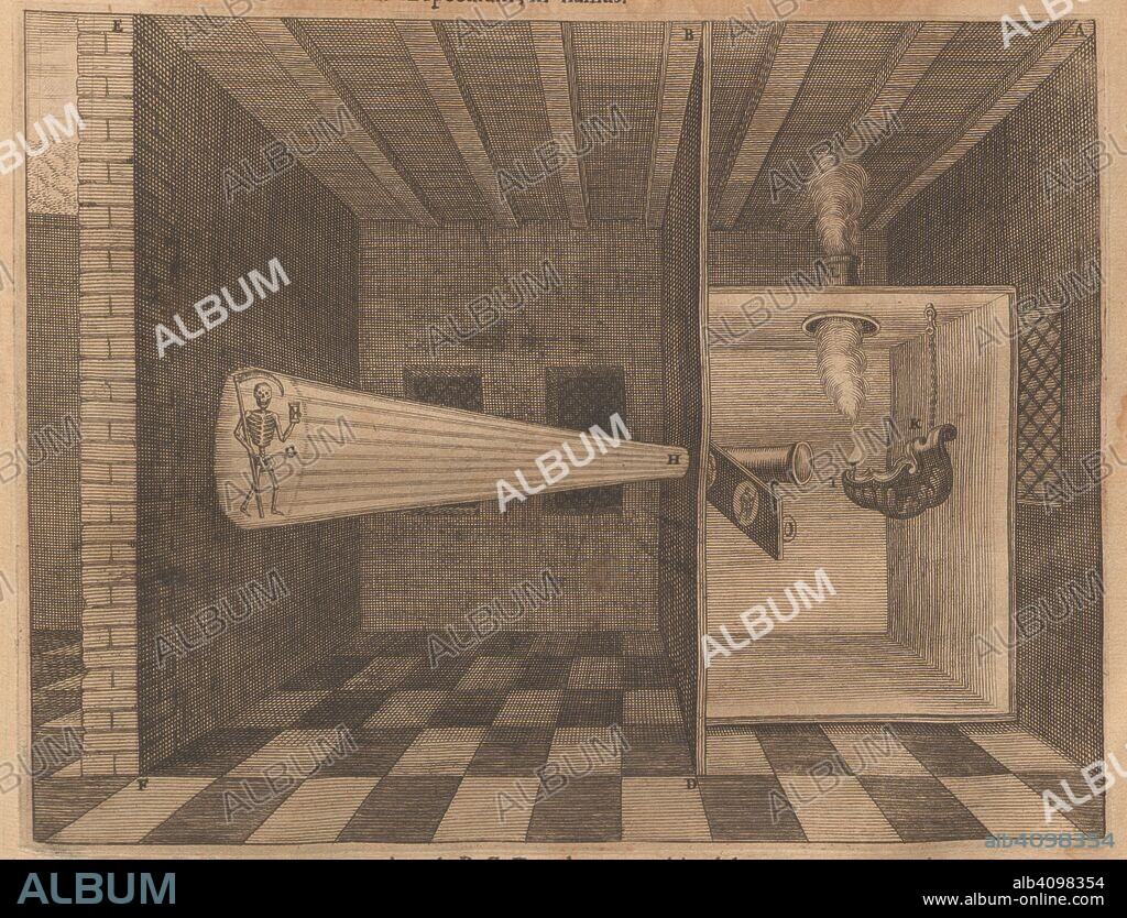 ATHANASIUS KIRCHER. Magic lantern showing Death (from Ars Magna Lucis).
