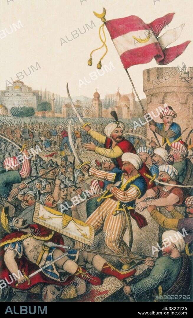 Romanticized illustration from 1832, shows Mehmed II leading his men over the walls of Constantinople while (bottom left) Constantine XI is killed. The Fall of Constantinople was the capture of the capital of the Byzantine Empire by an invading army of the Ottoman Empire on May 29, 1453. The Ottomans were commanded by Mehmed the Conqueror, the seventh sultan of the Ottoman Empire, who defeated an army commanded by Byzantine Emperor Constantine XI Palaiologos. The conquest of Constantinople followed a 53 day siege that had begun on April 6, 1453. The capture of Constantinople marked the end of the Roman Empire, an imperial state that had lasted for nearly 1,500 years. The Ottoman conquest of Constantinople also dealt a massive blow to Christendom, as the Muslim Ottoman armies thereafter were left unchecked to advance into Europe without an adversary to their rear. After the conquest, Sultan Mehmed II transferred the capital of the Ottoman Empire from Edirne to Constantinople. The conquest of the city of Constantinople and the end of the Byzantine Empire was a key event in the Late Middle Ages, which also marks, for some historians, the end of the Middle Ages.