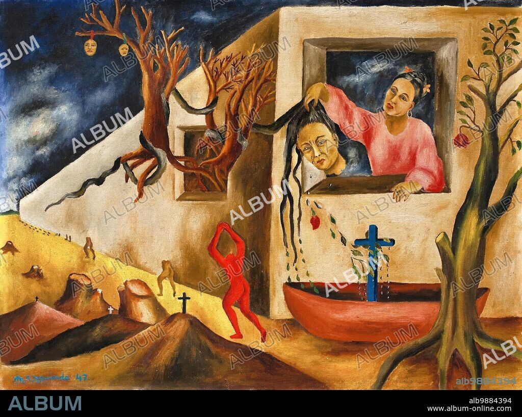 MARIA IZQUIERDO. María Izquierdo/ Sueño y presentimiento. Una premonición mexicana, 1947. Óleo, 45 x 60 cm.