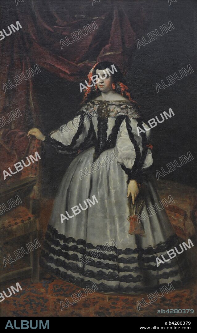 Juan Bautista Martínez del Mazo (h.1611-1667). Pintor español. Retrato de la duquesa de Híjar. Óleo sobre lienzo, 2,10 x 1,38 m. Real Academia de Bellas Artes de San Fernando. Madrid. España.