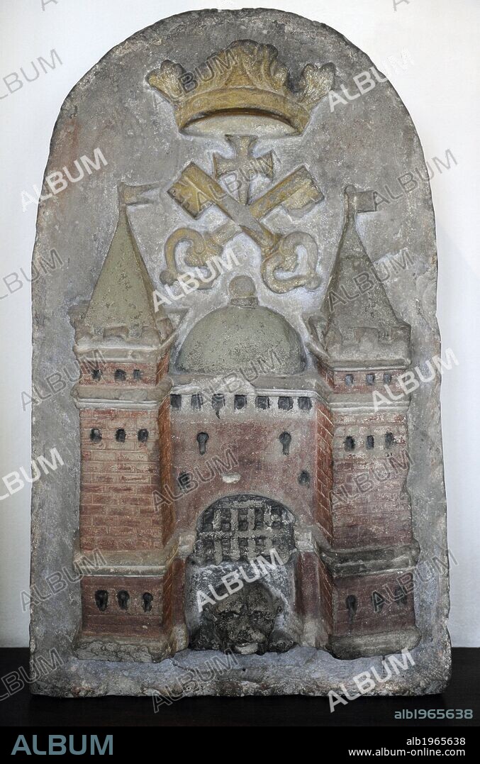 ARTE BARROCO. EUROPA. Relieve de piedra con escudo de armas grande de Riga. Artista desconocido. Segunda mitad del s XVII. Museo de la Historia y la Navegación. Riga. Letonia.