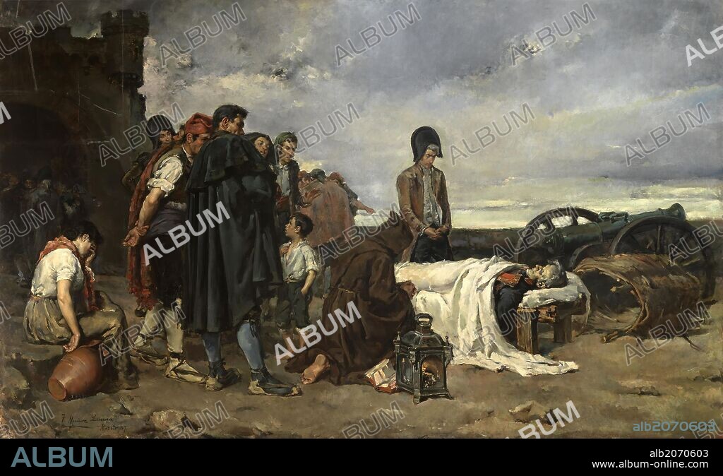 TOMÁS MUÑOZ LUCENA. Tomás Muñoz Lucena / 'El cadáver del general Álvarez de Castro', 1887, Escuela Española, Lienzo, 300 cm x 475 cm, P05614.