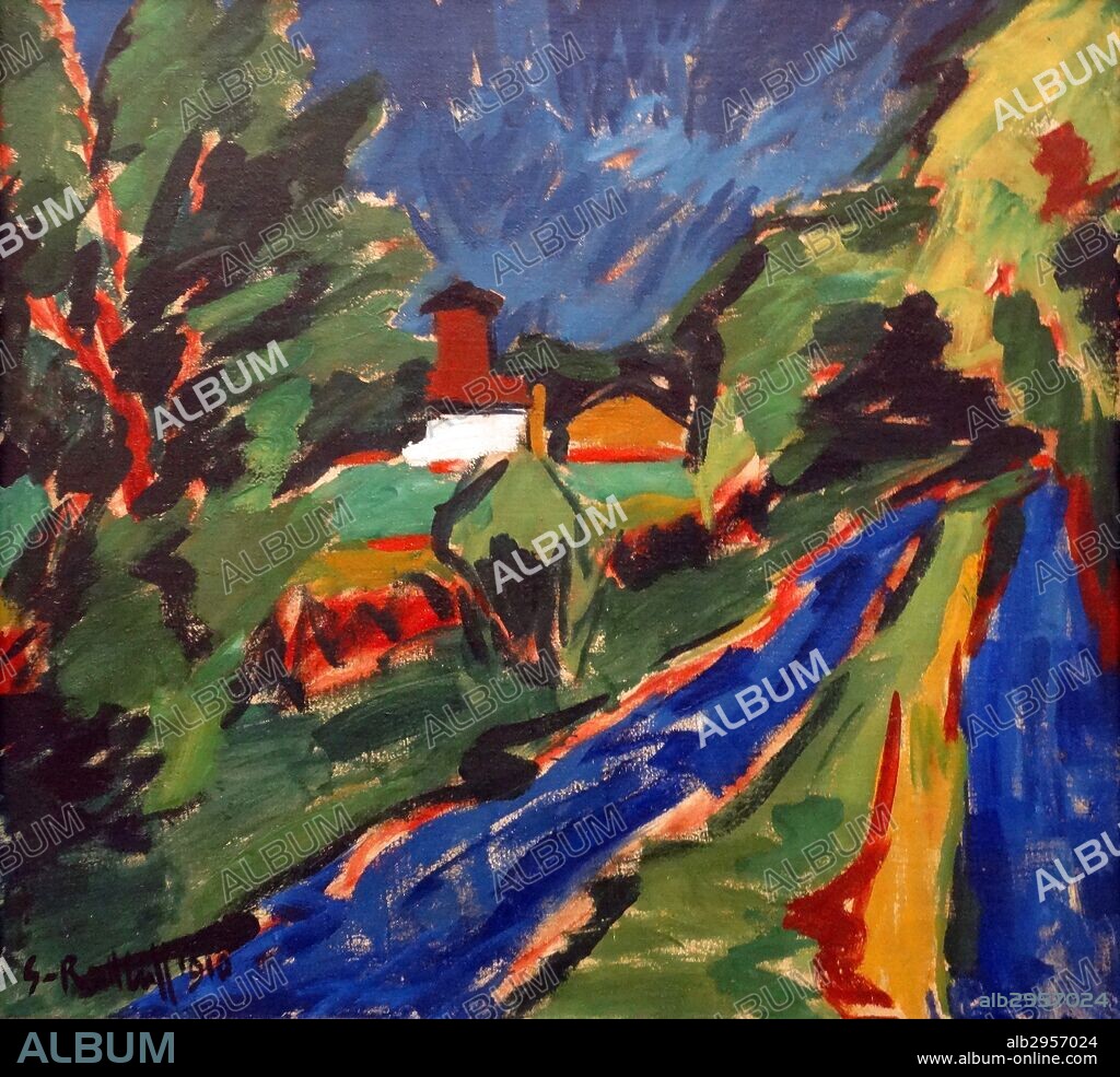 Landscape at Dangast (print on canvas) by Karl Schmidt-Rottluff (1884-1976) a German expressionist painter and printmaker, one of the four founder-members of the artist group Die Bruce.