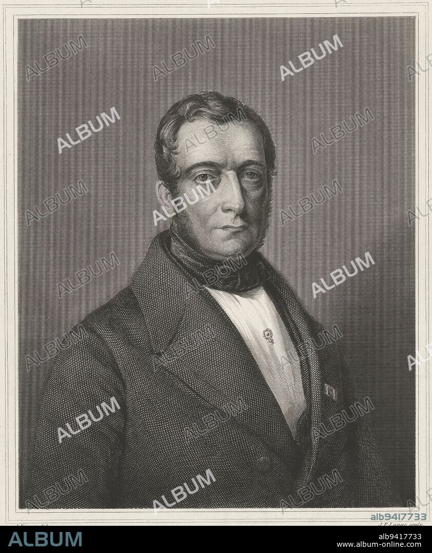 Portrait bust to the right of Jacobus Baart de la Faille, professor of medicine at Groningen, bareheaded. In the margin is a caption in Latin, Portrait of Jacobus Baart de la Faille Jacobo Baart de la Faille , print maker: Johannes Philippus Lange, (mentioned on object), intermediary draughtsman: J. Kayser, (mentioned on object), publisher: J.B. Wolters, (mentioned on object), Groningen, 1842, paper, steel engraving, h 283 mm × w 205 mm.