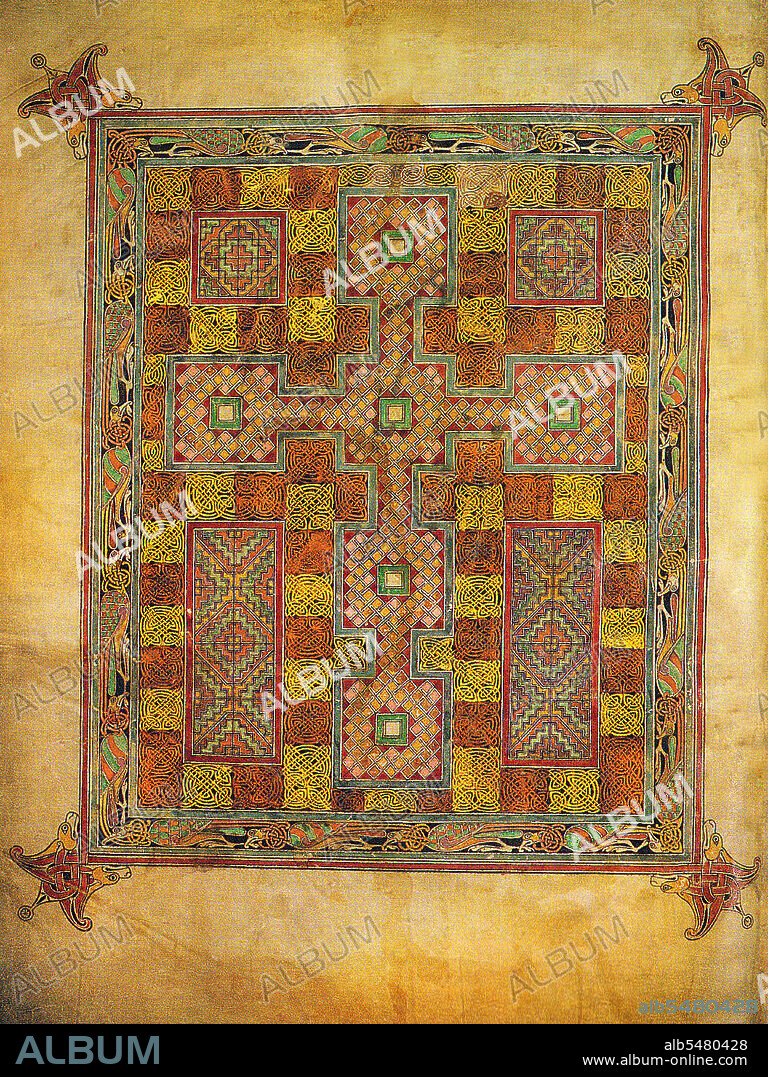 The Lindisfarne Gospels is an illuminated manuscript gospel book produced around the year 700 CE in a monastery on Lindisfarne Island, off the coast of Northumberland. It is now on display in the British Library in London. The manuscript is one of the finest works in the unique style of Hiberno-Saxon or Insular art, combining Mediterranean, Anglo-Saxon and Celtic elements. The Lindisfarne Gospels are presumed to be the work of a monk named Eadfrith, who became Bishop of Lindisfarne in 698 and died in 721. Current scholarship indicates a date around 715, and it is believed they were produced in honour of St. Cuthbert. However, it is also possible that Eadfrith produced them prior to 698, in order to commemorate the elevation of Cuthbert's relics in that year, which is also thought to have been the occasion for which the St Cuthbert Gospel was produced. The Gospels are richly illustrated in the insular style, and were originally encased in a fine leather binding covered with jewels and metals made by Billfrith the Anchorite in the 8th century. During the Viking raids on Lindisfarne, however, this cover was lost, and a replacement was made in 1852. The text is written in insular script. In the 10th century an Old English translation of the Gospels was made: a word-for-word gloss inserted between the lines of the Latin text by Aldred, Provost of Chester-le-Street. This is the oldest extant translation of the Gospels into the English language. The Gospels may have been taken from Durham Cathedral during the Dissolution of the Monasteries, ordered by Henry VIII, and were acquired in the early 17th century by Sir Robert Cotton from Thomas Walker, Clerk of the Parliaments. Cotton's library came to the British Museum in the 18th century, and from there to the British Library in London when this was separated from the British Museum.