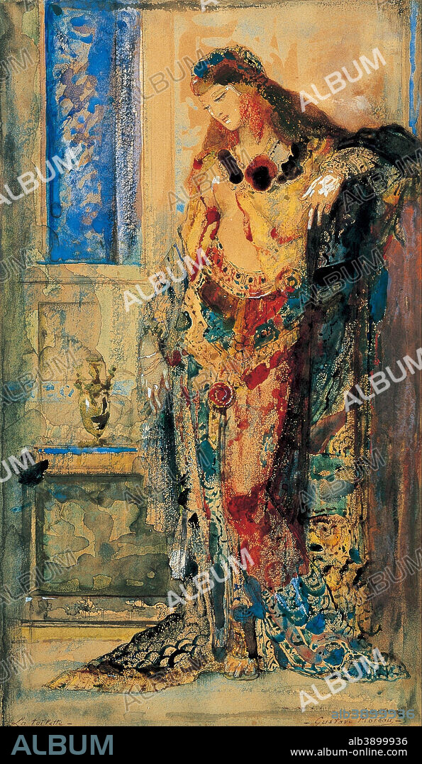 GUSTAVE MOREAU. The Toilette. Date/Period: Ca.1885 - ca.1890. Painting. Paper. Height: 330 mm (12.99 in); Width: 193 mm (7.59 in).