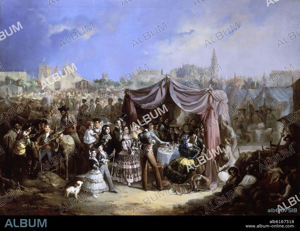 MANUEL RODRIGUEZ DE GUZMAN (1818-1867). THE FAIR ("LA FERIA DE SEVILLA") - 1853 - OIL ON CANVAS - 127X177 CM.