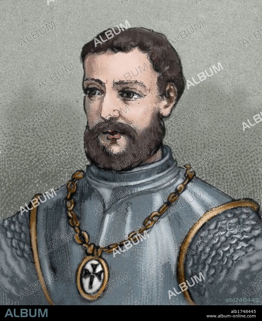 HERNANDEZ DE CORDOBA, Francisco (? -1517). Descubridor español. Hidalgo rico con posesiones en Cuba. Fue enviado por Diego Velázquez, como capitán de una flotilla destinada a explorar Yucatán-Florida. Descubrieron la costa yucateca, alcanzando el cabo Catoche, la bahía de Campeche y Tabasco. Tras completar la cultura maya, emprendieron el regreso durante el cual murió. Grabado coloreado.
