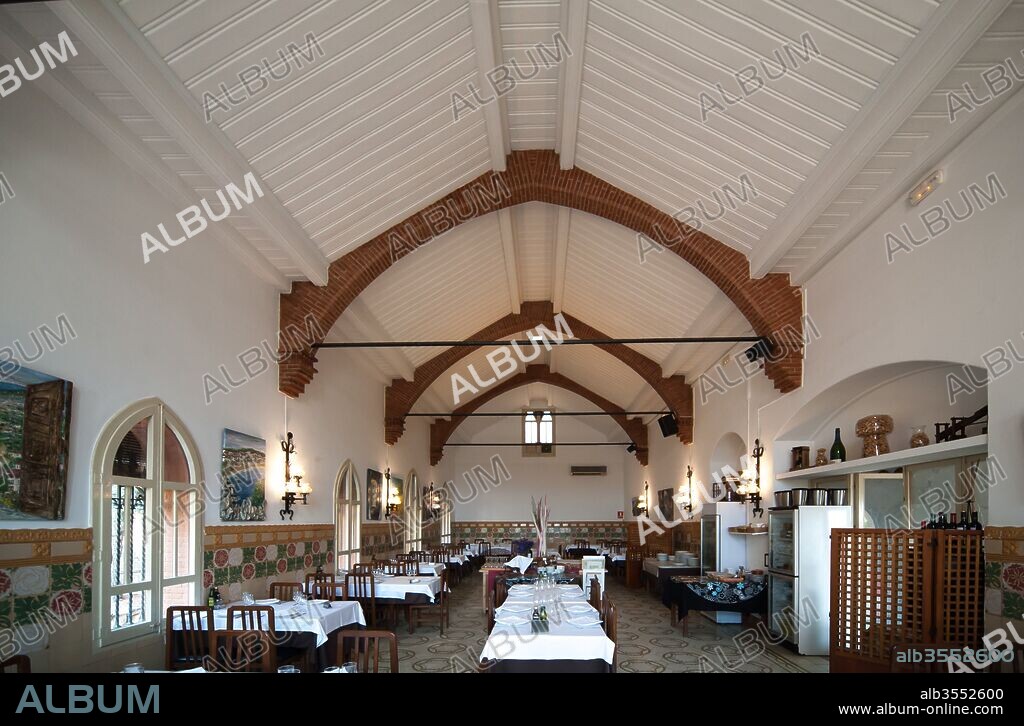 Josep Puig i Cadafalch / Interior del restaurante del santuario de la misericordia, 1914, Arquitectura, Canet de mar, Barcelona, Cataluña.