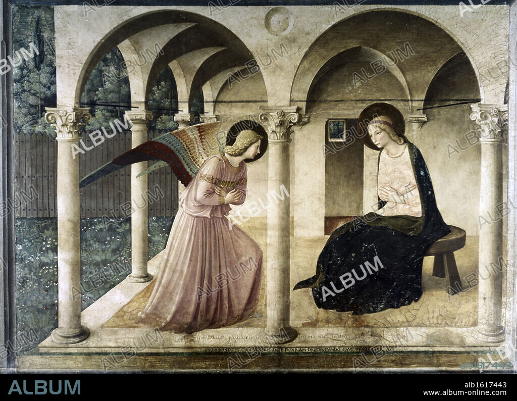 Annunciation   1438-1445  Fra Angelico (ca.1395-1455 Italian)   Fresco  Museo di San Marco, Florence, Italy.