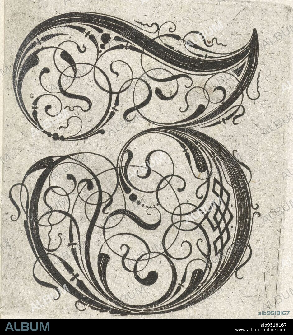 From series of 24 gothic letters with braid: A-I, K-T and V-Z., Letter Z Alphabet (series title), print maker: anonymous, anonymous, publisher: anonymous, Netherlands, (possibly), c. 1600 - c. 1699, paper, engraving, h 56 mm - w 51 mm.