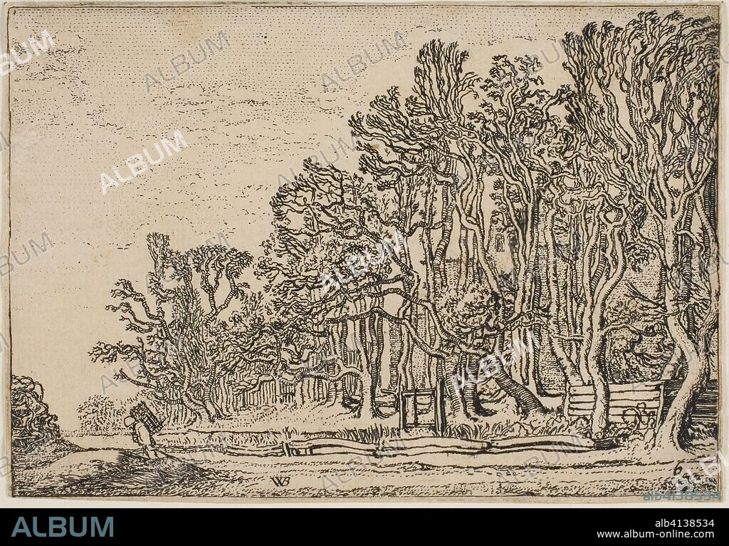 Landscape with Plank-Hedges and Man Bearing Wood. Willem Buytewech; Dutch, 1591/92-1624. Date: 1621. Dimensions: 86 x 125 mm (image); 88 x 126 mm (sheet). Etching printed in black on paper. Origin: Holland.