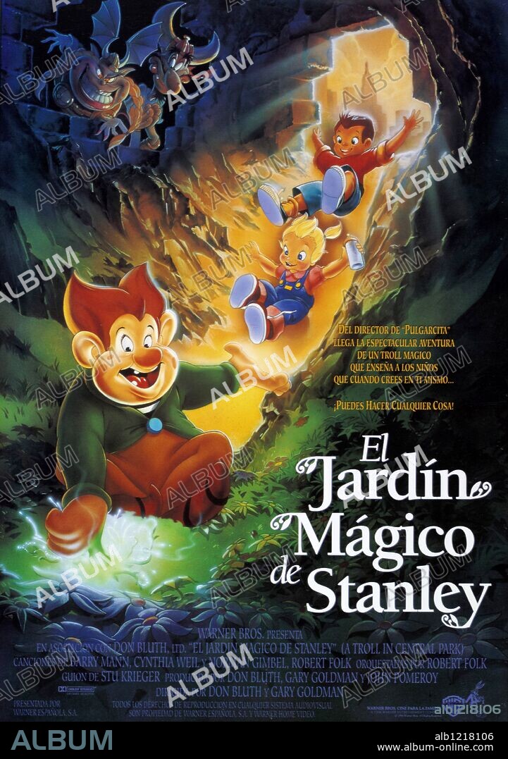 Poster de EL JARDÍN MÁGICO DE STANLEY, 1994 (A TROLL IN CENTRAL PARK), dirigida por DON BLUTH y GARY GOLDMAN. Copyright WARNER BROTHERS.