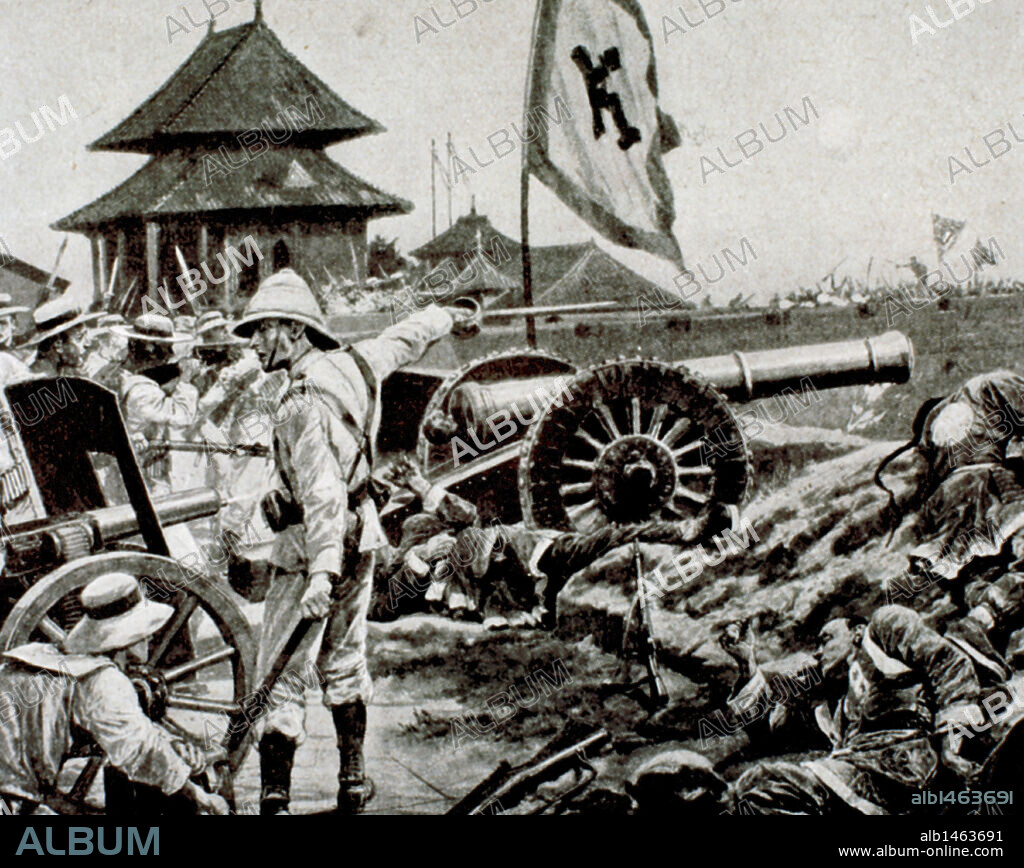 GUERRA DE LOS BOXERS (1899-1901). Tropas occidentales defendiendo sus posiciones en el barrio de las legaciones de Pekín, sitiado por los rebeldes boxers. S. XIX-XX (S. XIX-S. XX).