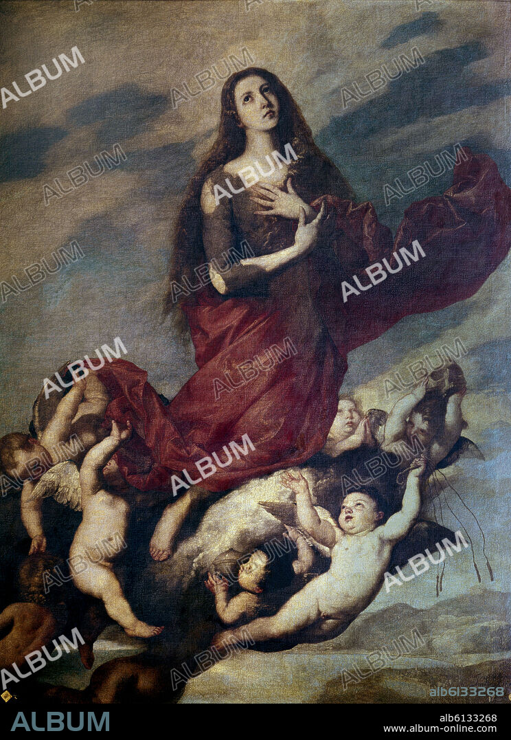 JOSE DE RIBERA. 'The Assumption of Mary Magdalene', 1636, Oil on canvas, 256 x 193 cm.