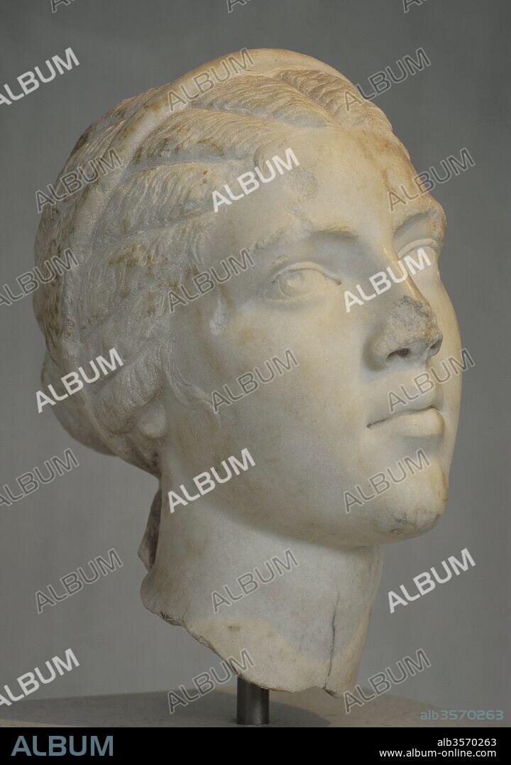 Fulvia Plautila (185/189-212). Princesa romana. Brevemente emperatriz romana y única esposa del emperador Caracalla. Busto. Finales siglo II d. C. principios siglo III d. C. Museo de la Acrópolis (Acropolis Museum). Atenas. Grecia.
