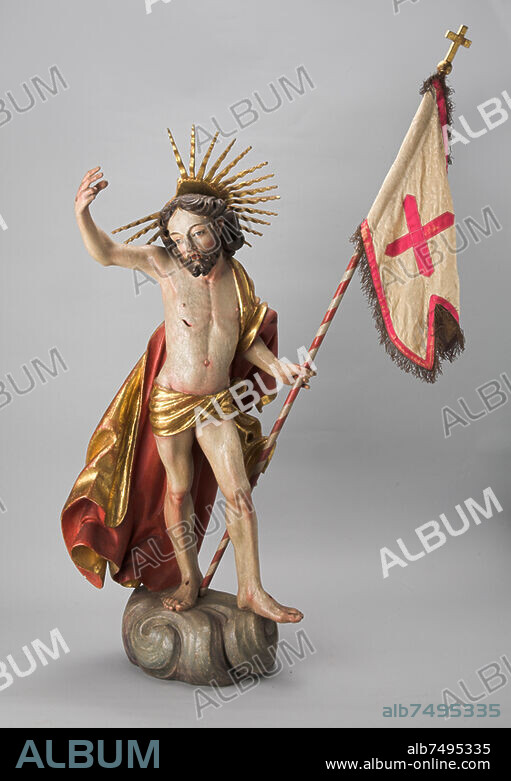 ANONYM. Skulptur, Süddeutschland, 18. Jahrhundert. - Der auferstandene Christus. - Holz, polychrom gefasst. Wittichen (Kaltbrunn, Gemeinde Schenkenzell, Baden-Württemberg), Kloster Wittichen, Klostermuseum.