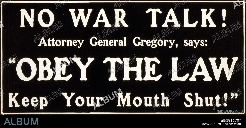 WWI, ""No War Talk!"", 1917